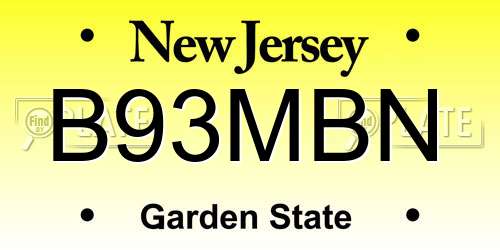 B93MBN New Jersey License Plate