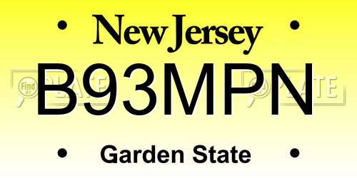 B93MPN New Jersey License Plate