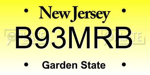 B93MRB New Jersey License Plate