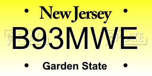 B93MWE New Jersey License Plate