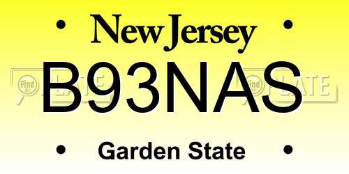 B93NAS New Jersey License Plate