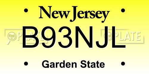 B93NJL New Jersey License Plate