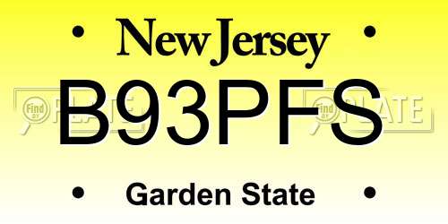 B93PFS New Jersey License Plate