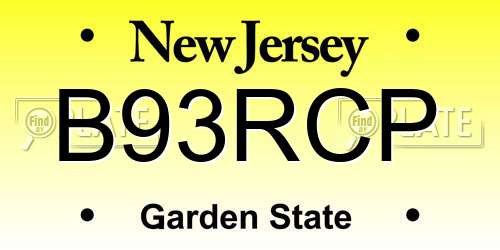 B93RCP New Jersey License Plate