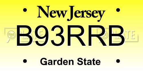 B93RRB New Jersey License Plate