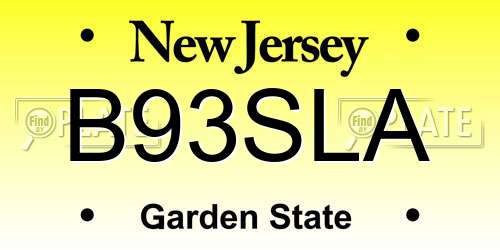 B93SLA New Jersey License Plate