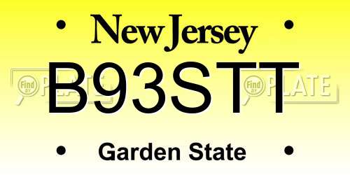 B93STT New Jersey License Plate