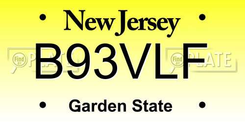 B93VLF New Jersey License Plate