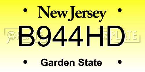 B944HD New Jersey License Plate