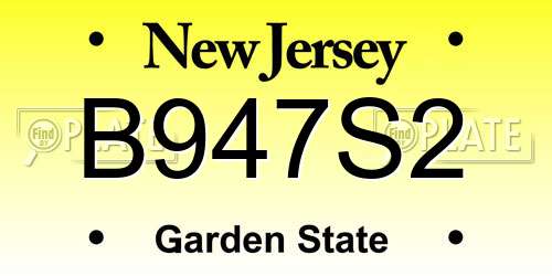 B947S2 New Jersey License Plate