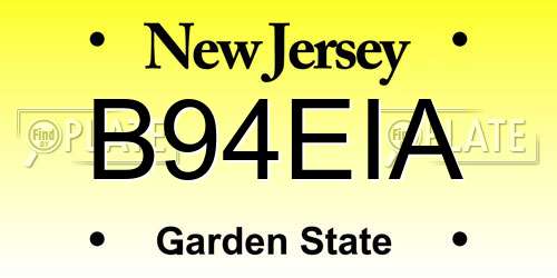 B94EIA New Jersey License Plate