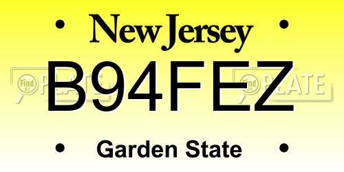 B94FEZ New Jersey License Plate