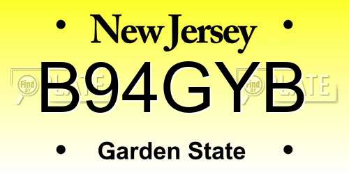B94GYB New Jersey License Plate