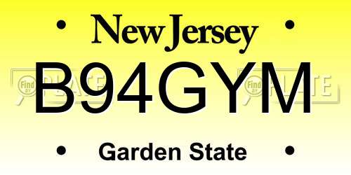 B94GYM New Jersey License Plate