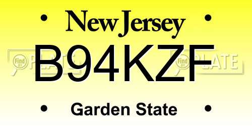 B94KZF New Jersey License Plate