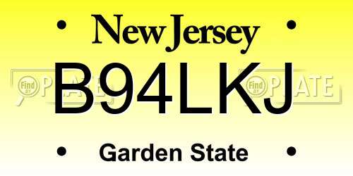 B94LKJ New Jersey License Plate