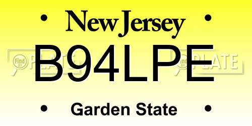 B94LPE New Jersey License Plate