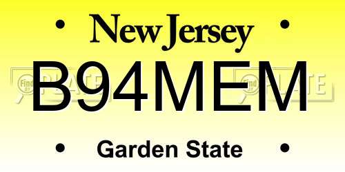 B94MEM New Jersey License Plate
