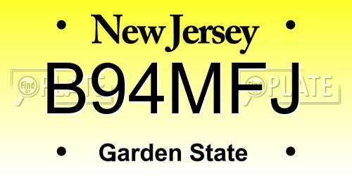 B94MFJ New Jersey License Plate