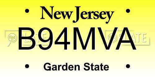 B94MVA New Jersey License Plate