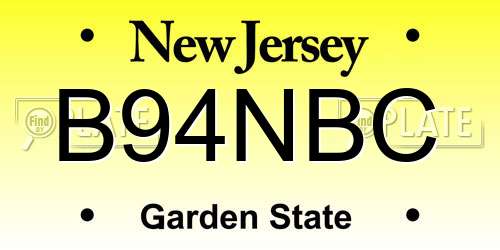 B94NBC New Jersey License Plate