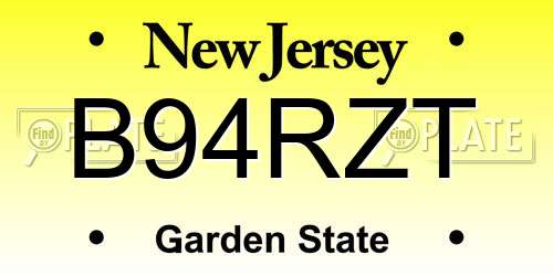 B94RZT New Jersey License Plate