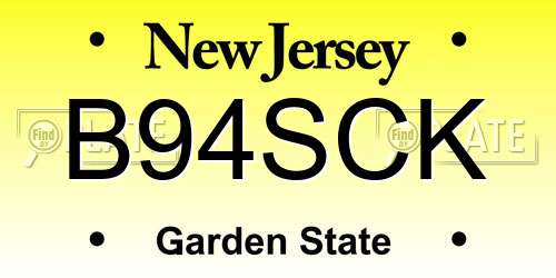 B94SCK New Jersey License Plate