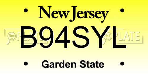 B94SYL New Jersey License Plate