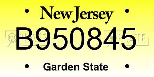 B950845 New Jersey License Plate