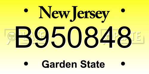 B950848 New Jersey License Plate