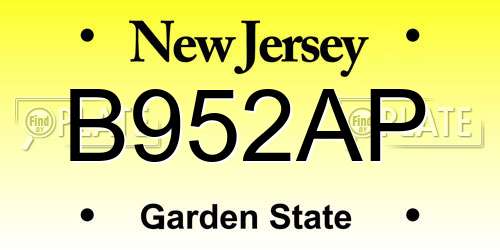 B952AP New Jersey License Plate
