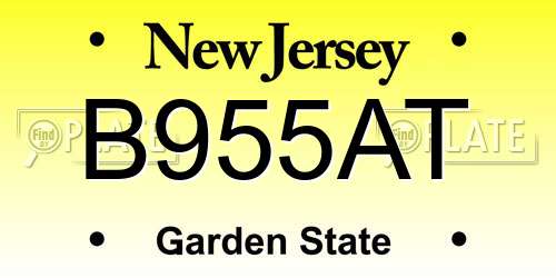 B955AT New Jersey License Plate