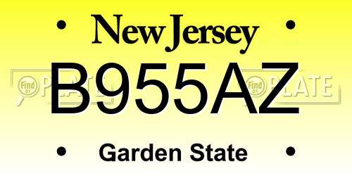 B955AZ New Jersey License Plate