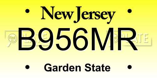 B956MR New Jersey License Plate