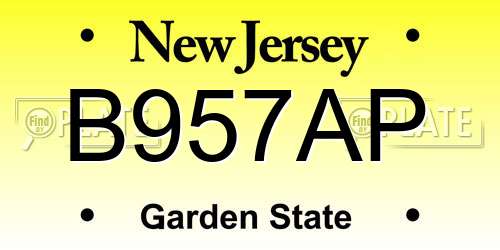 B957AP New Jersey License Plate