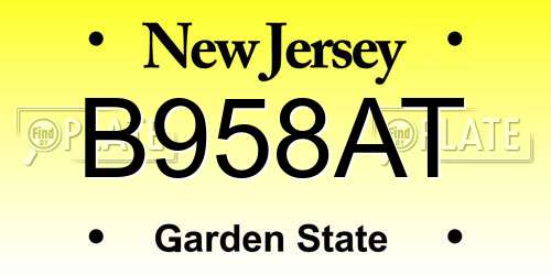 B958AT New Jersey License Plate