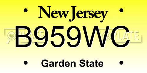 B959WC New Jersey License Plate