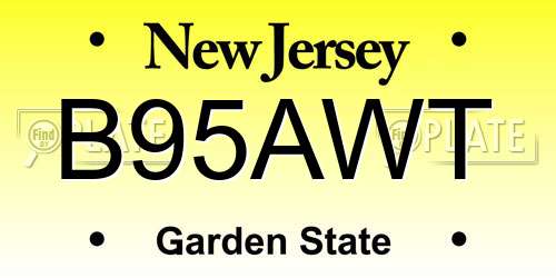 B95AWT New Jersey License Plate