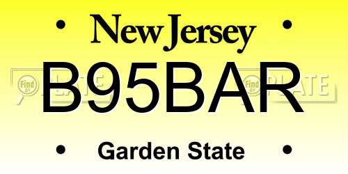 B95BAR New Jersey License Plate