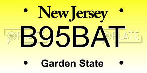 B95BAT New Jersey License Plate