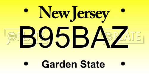 B95BAZ New Jersey License Plate