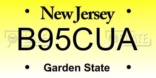B95CUA New Jersey License Plate