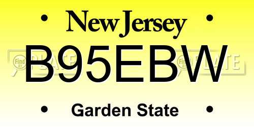 B95EBW New Jersey License Plate