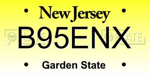 B95ENX New Jersey License Plate