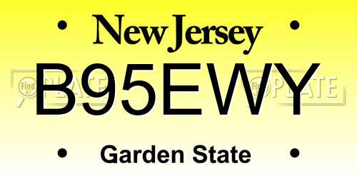 B95EWY New Jersey License Plate