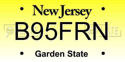 B95FRN New Jersey License Plate