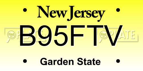B95FTV New Jersey License Plate