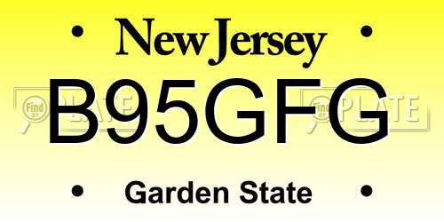 B95GFG New Jersey License Plate