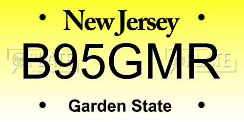 B95GMR New Jersey License Plate
