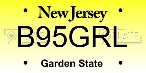 B95GRL New Jersey License Plate